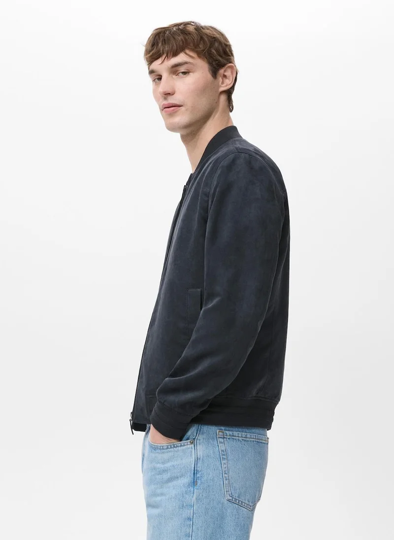 Mango Man  Suede-effect bomber jacket for Men | Best Price UAE